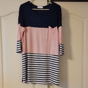 Colorblock Navy and Pink Tunic Top